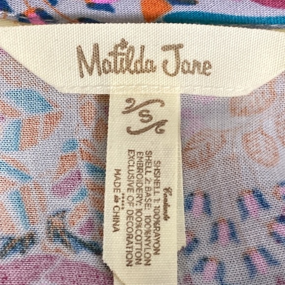 Matilda Jane Floral Print Tassel Lace Keyhole Long Sleeve Peasant Blouse Size S - Picture 10 of 10
